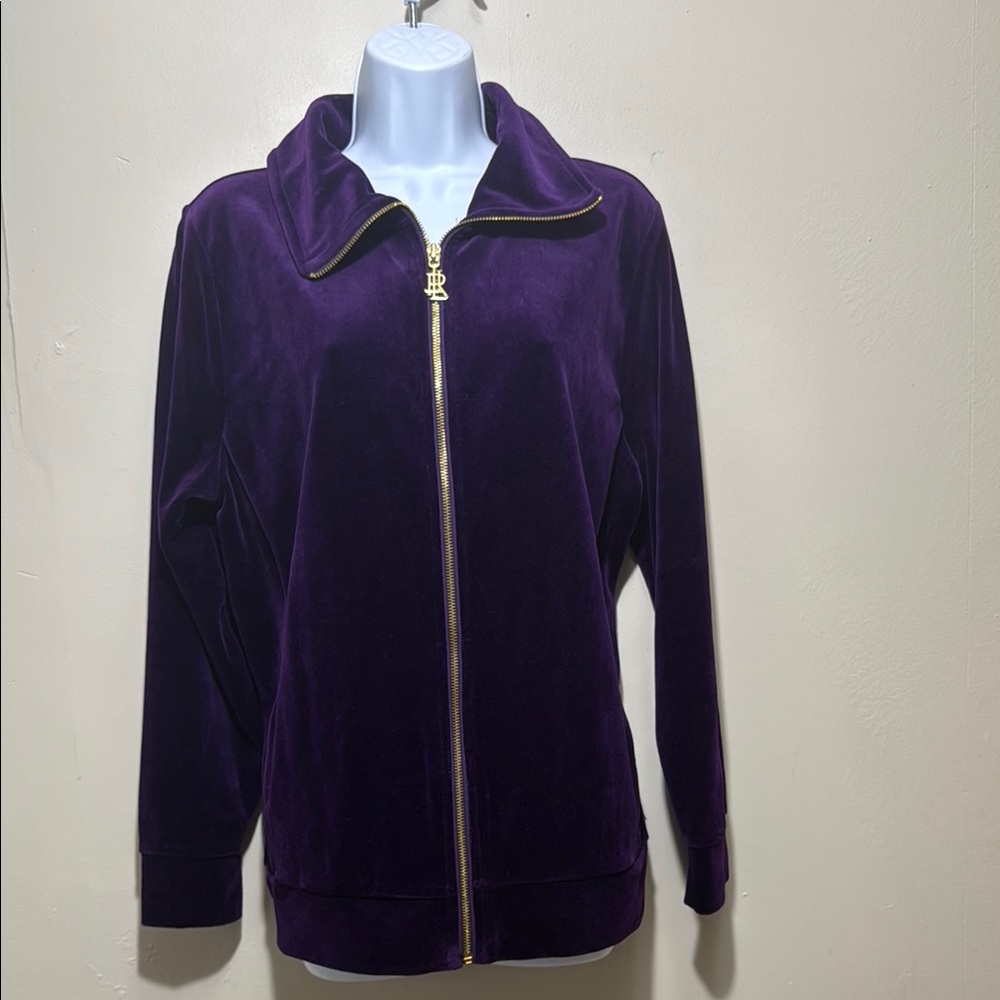 Lauren Ralph Lauren Velvet Purple Jacket with Zipper